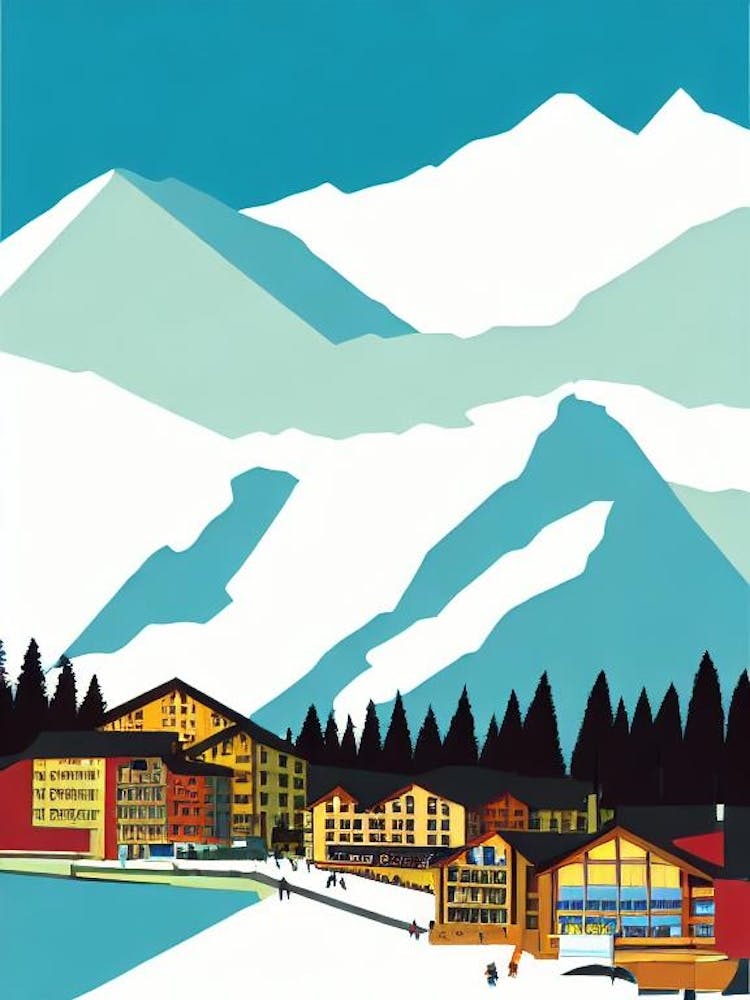 Verbier 2, Suisse Affiche de ski Vintage milieu du siècle