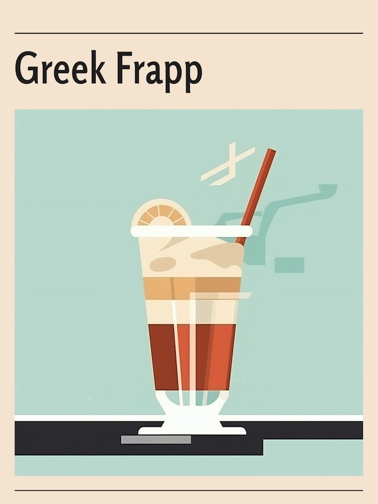 Greek Frapp Midcentury Modern Poster