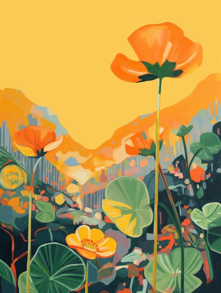 Boho Wildblumen-Gemälde Sumpfdotterblume 1