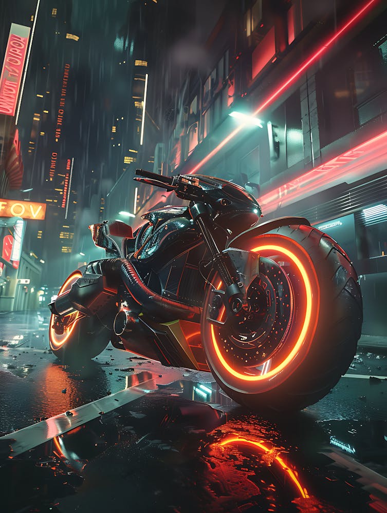 Motorcycle In The Night