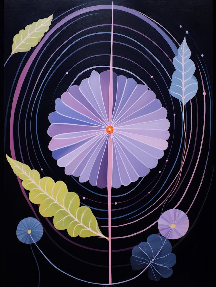 Lilac 3 Hilma Af Klint Inspired Flower Illustration