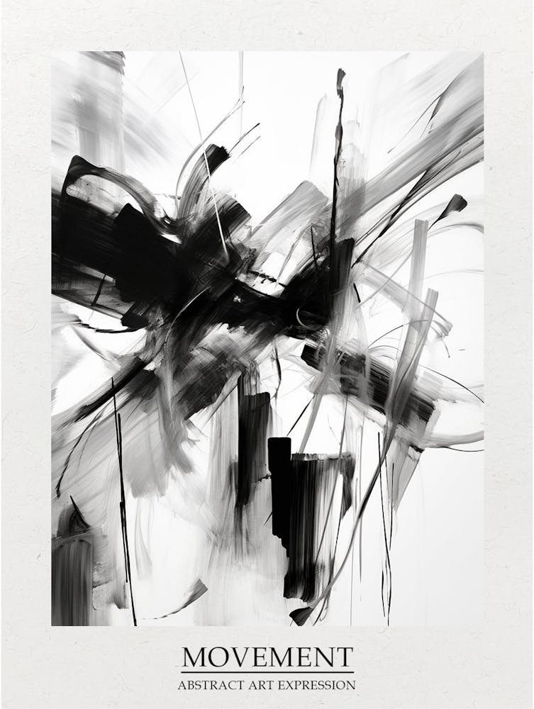 Mouvement Abstrait Noir Et Blanc 5 Affiche