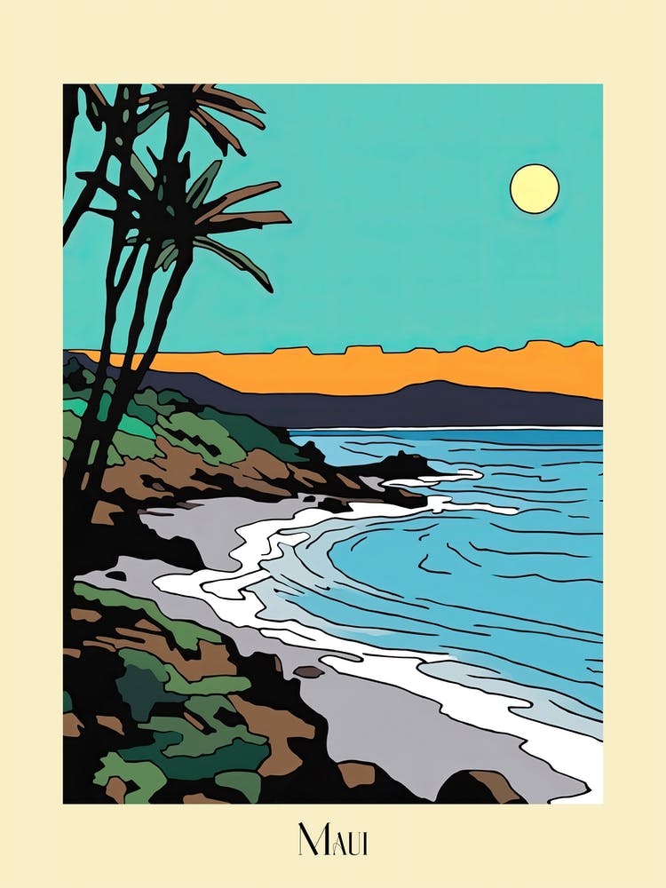 Poster Of Minimal Design Style Of Maui Hawaii, Usa 2