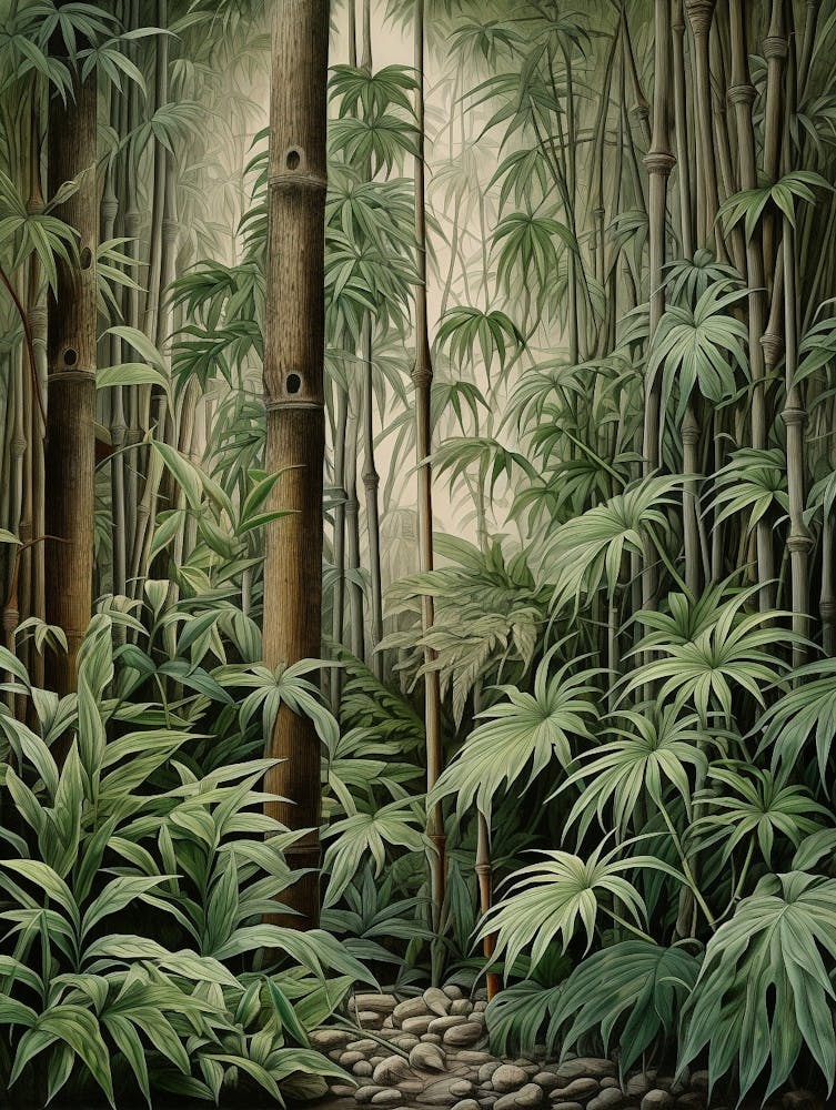 Vintage Jungle Botanical Illustration Bamboo 2