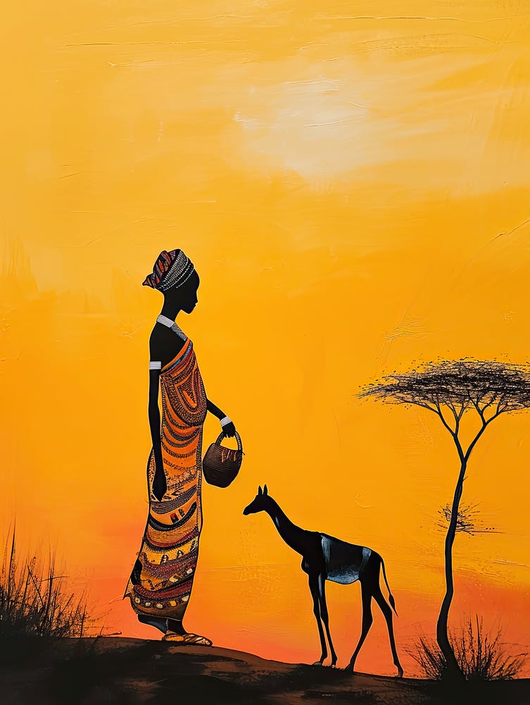 African Woman With Giraffe