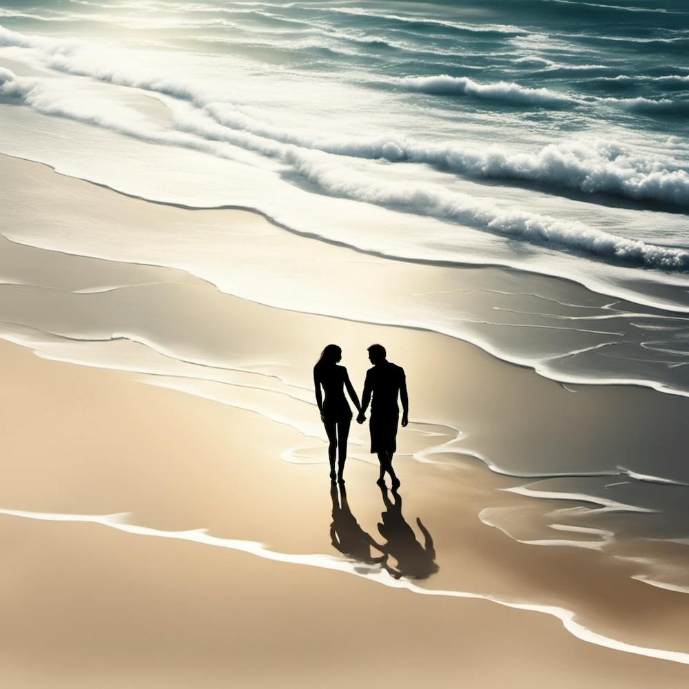 Couple Walking On The Beach