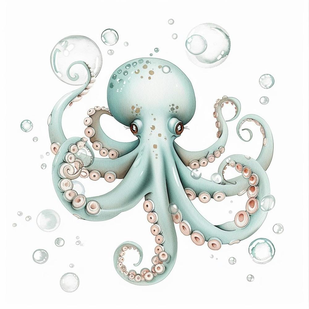 Watercolour Storybook Style Octopus 5
