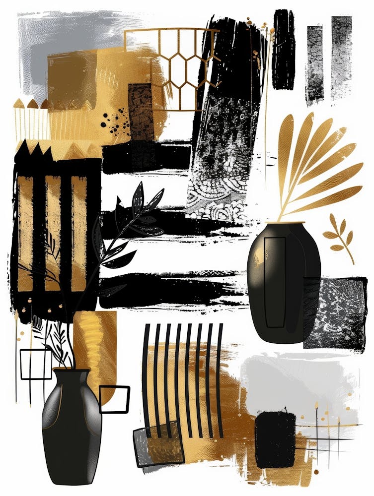 Abstrakt Schwarz und Gold 3