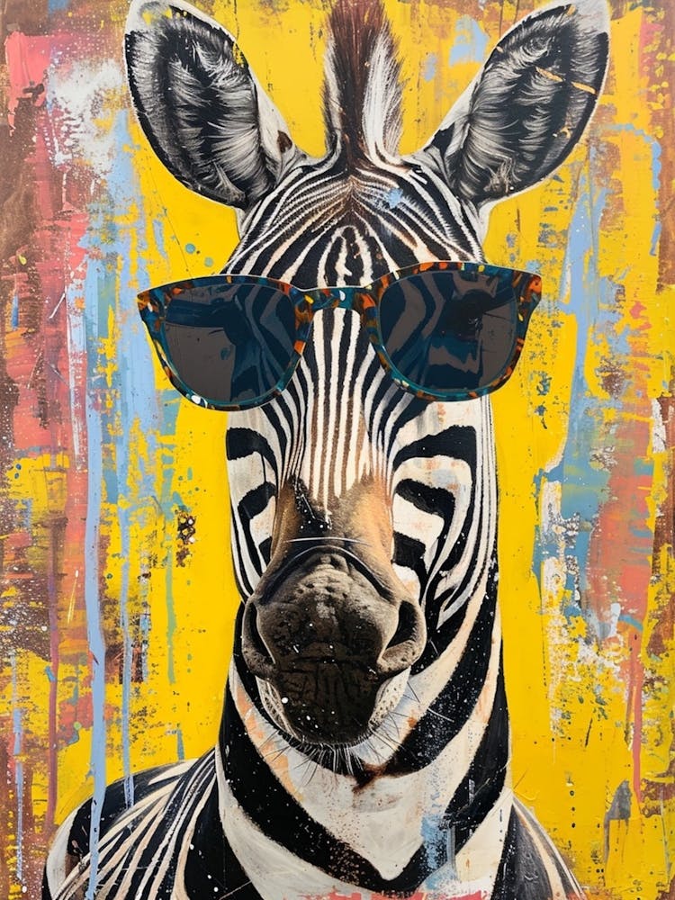 Kitsch Portrait Of A Zebra In Sunglasses 2