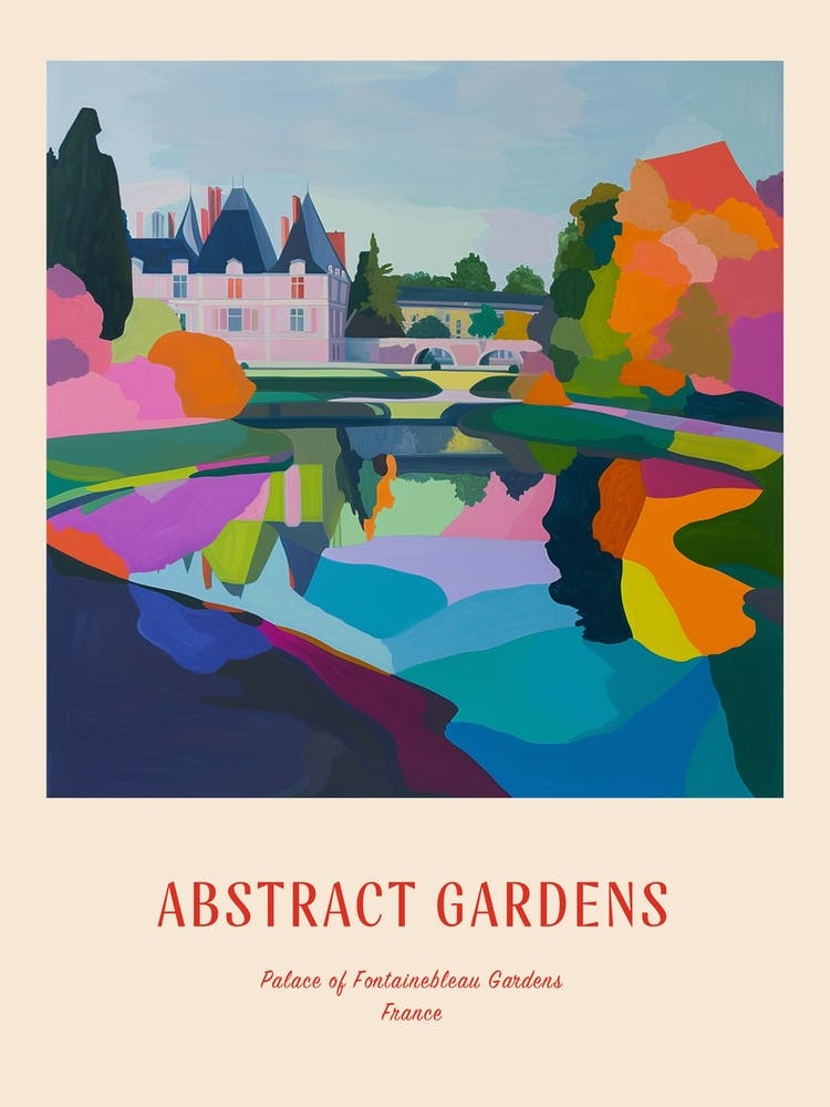 Colourful Gardens Palace Of Fontainebleau Gardens France 2 Red Poster