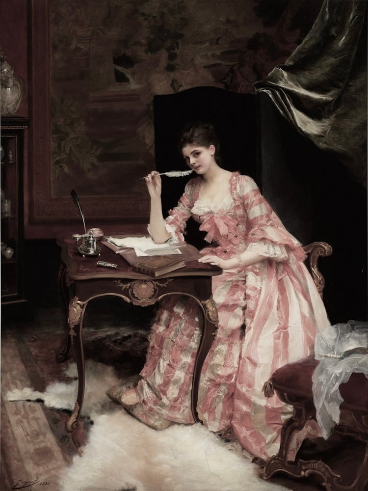 Lady At Her Desk