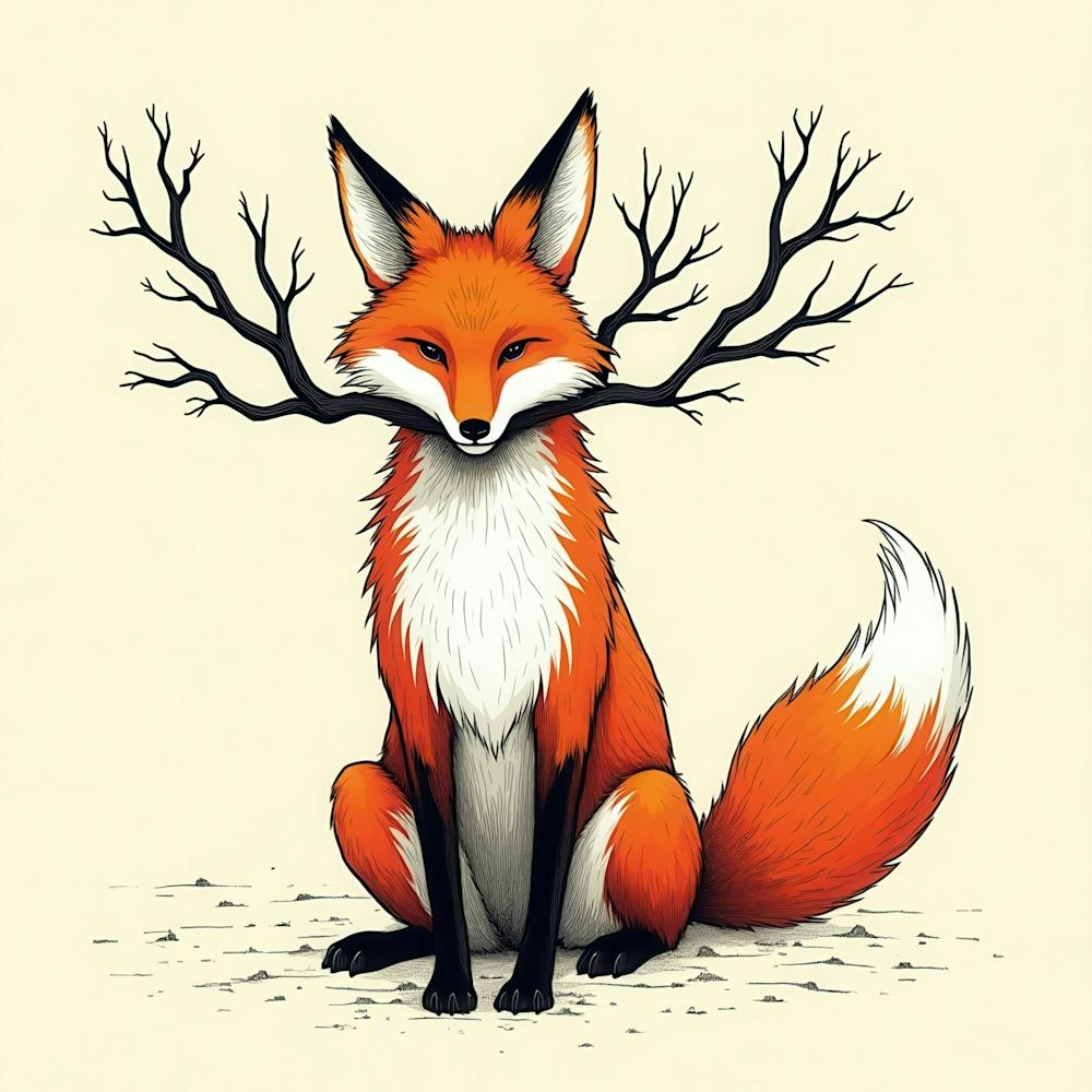 Fox With Tree Branches