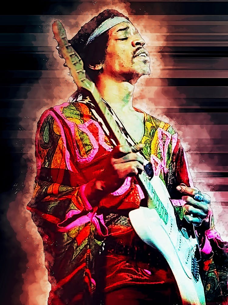 Jimmy Hendrix Playing Guitar