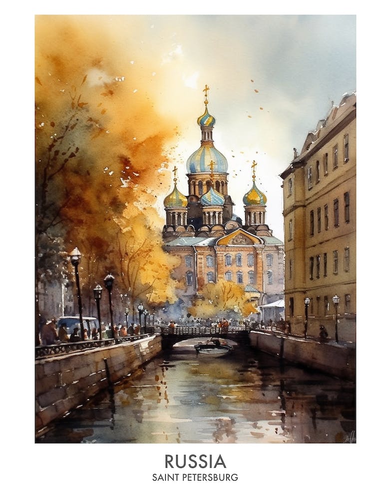 Saint Petersburg, Russia 1 Watercolor Travel Poster