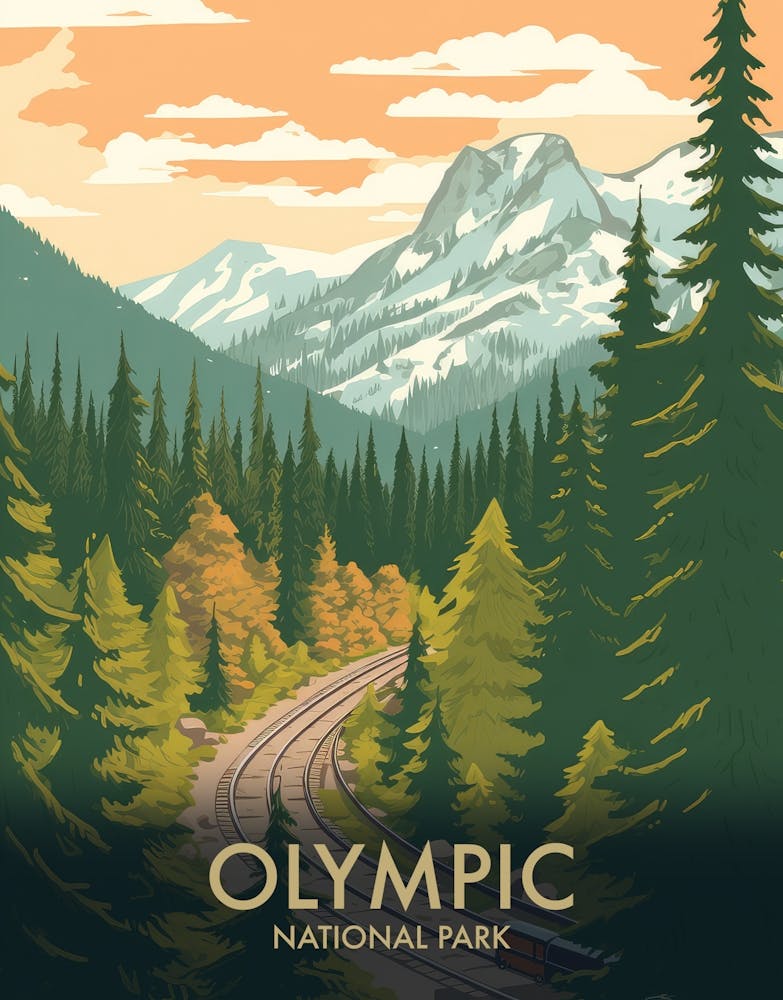 Olympic National Park Vintage Travel Poster 3