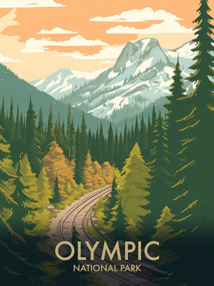 Olympic National Park Vintage Travel Poster 3