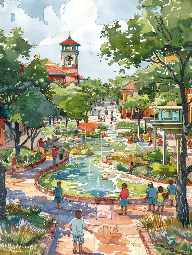 Storybook Illustration Red River Cultural District Austin Texas 2