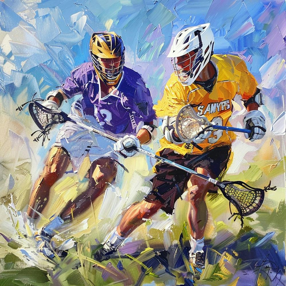 Two Lacrosse Players In Action 6