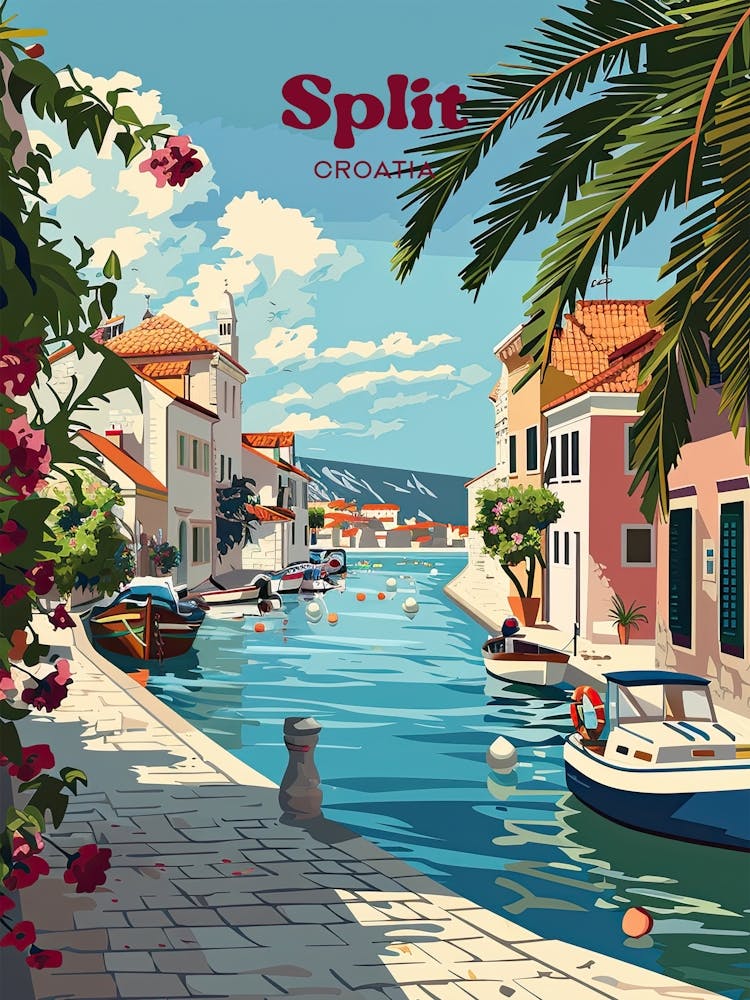 Split Croatia Summer Digital Travel Illustration