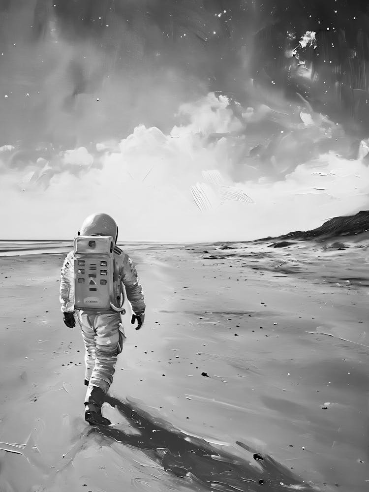 Astronaut Walking On The Beach