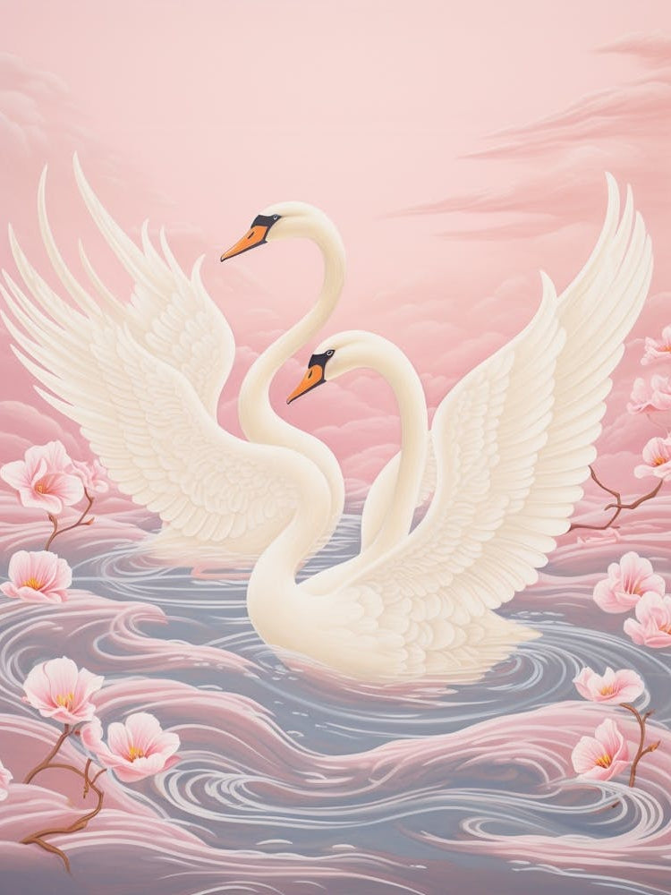 Vintage Japanese Inspired Bird Print Swan 2