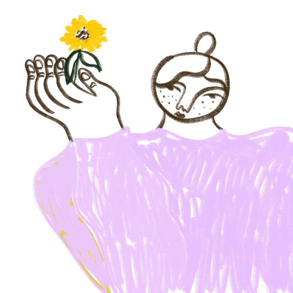 Holding A Sunflower Square