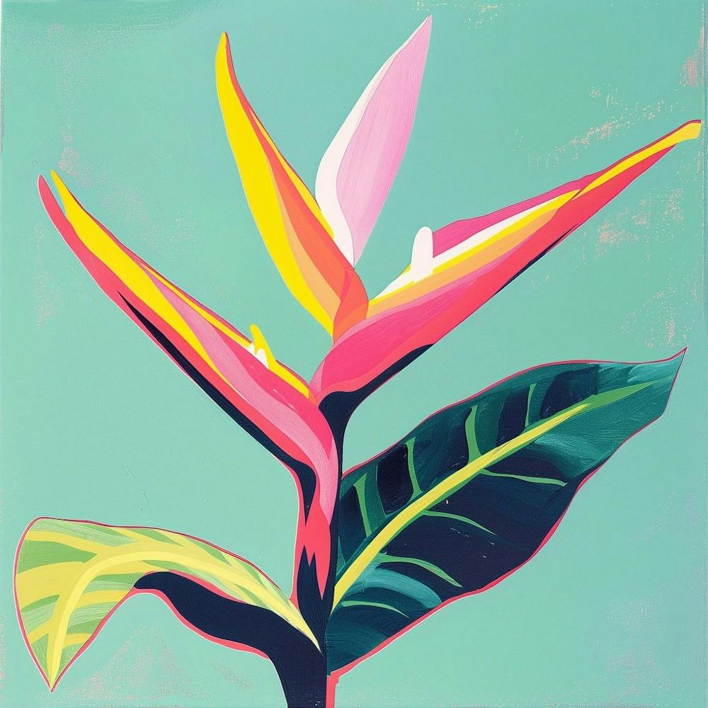 Heliconia 2 Square Flower Illustration