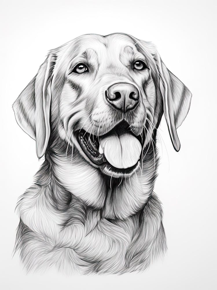 Labrador Retriever Dog, Line Drawing 2