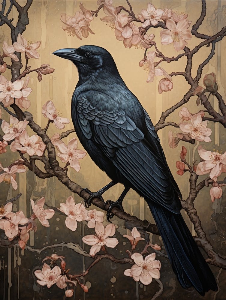Dark And Moody Botanical Crow 4