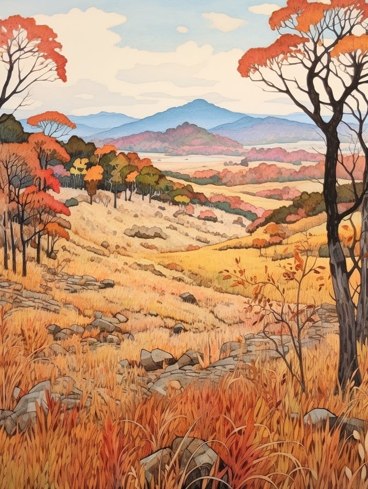 Autumn National Park Painting Shenandoah National Park Virginia Usa 1