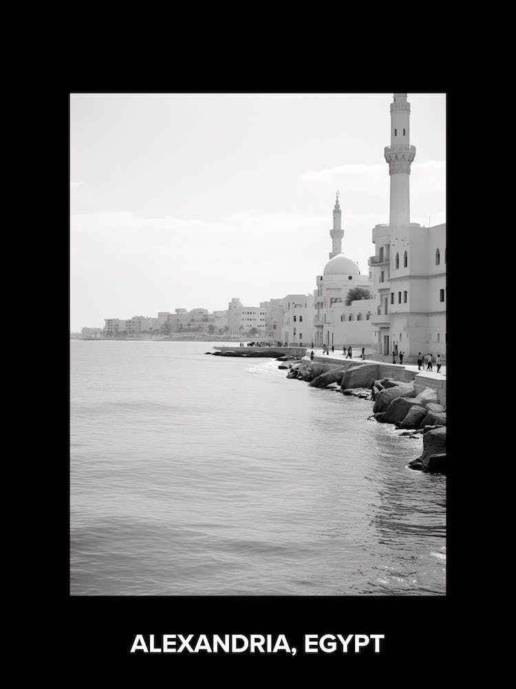 Affiche d'Alexandrie, Égypte, Photographie Noir et Blanc Méditerranéenne Analogue 4