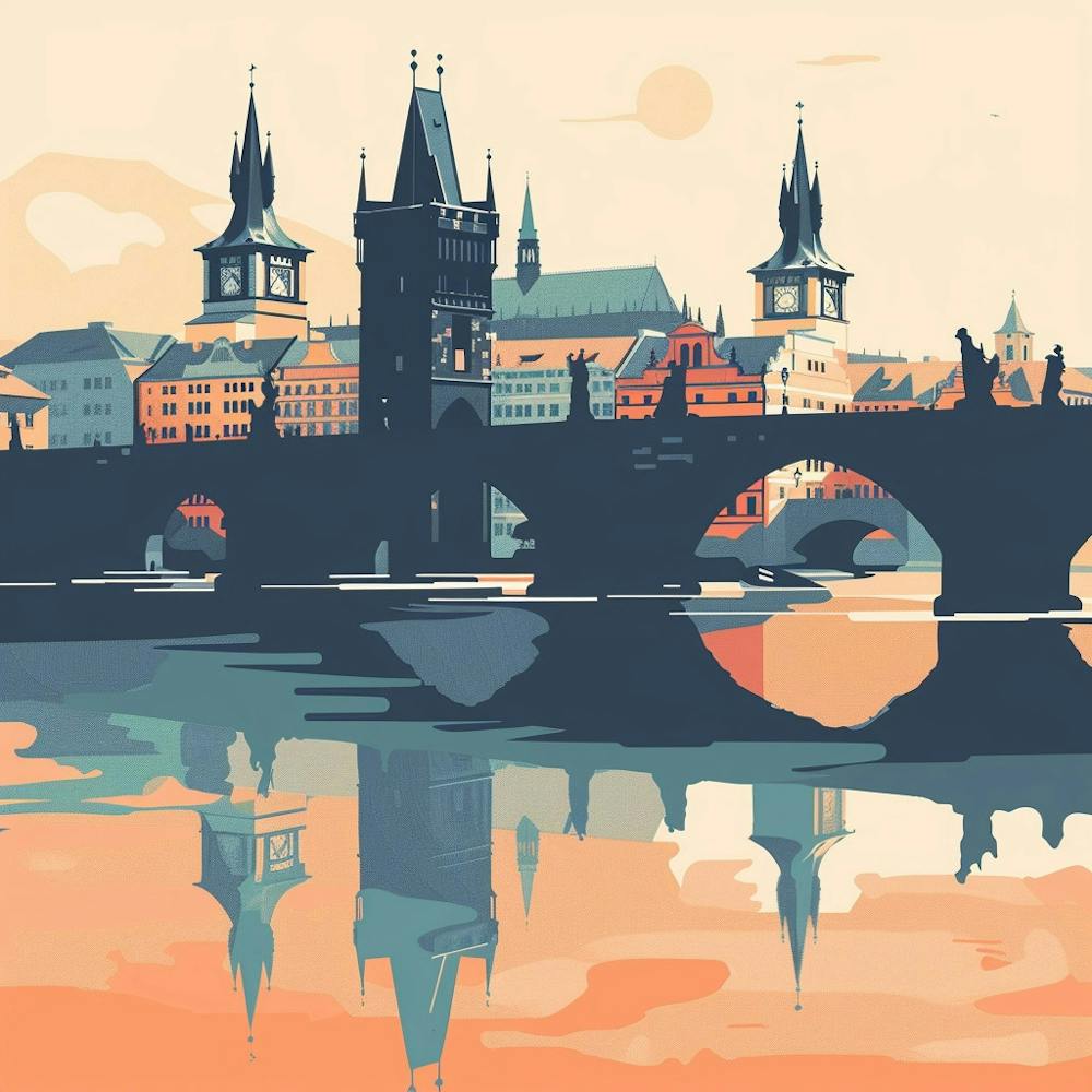 A Prague With Charles Bridge Vector Design Illus 1720467977 4