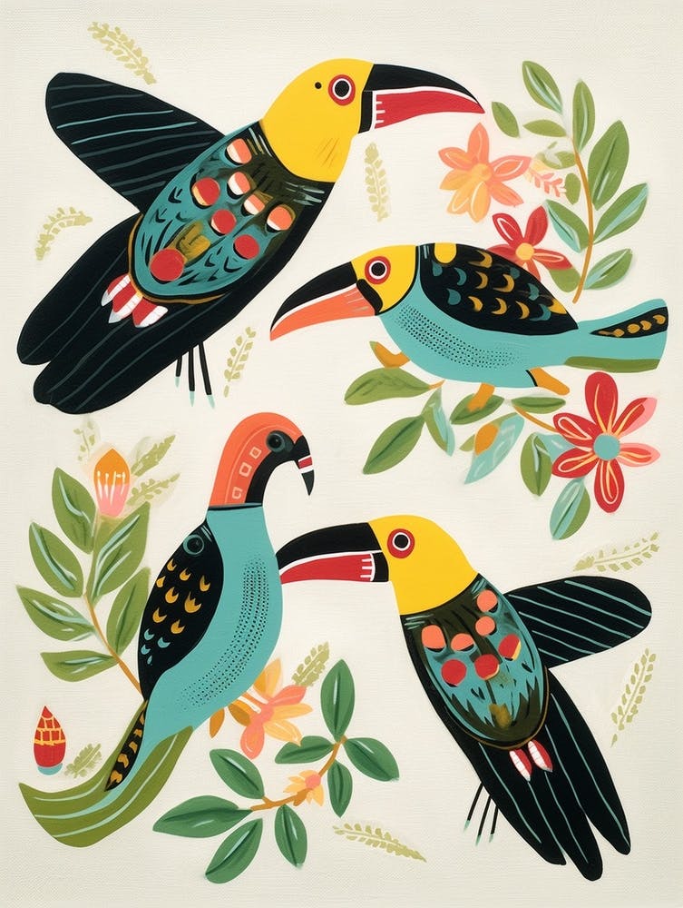 Folk Style Bird Painting Toucan 2