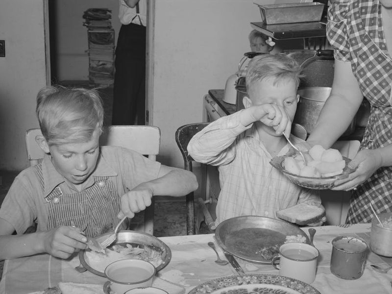Children Of Mormon Farmer At Dinner, Box Elder County, Utah By Russell Lee