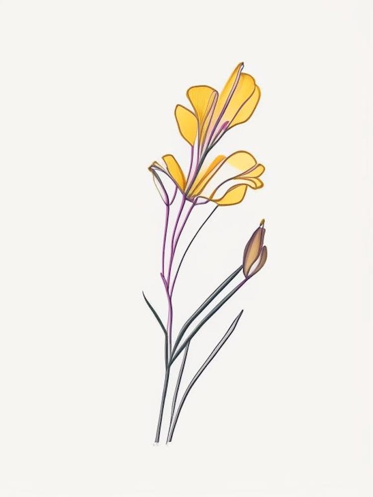 Freesia Floral Minimal Line Drawing 3 Flower