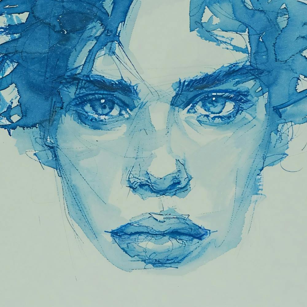 Blue Portrait Of A Woman