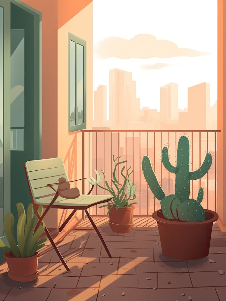 Cactus Balcony Illustration 3