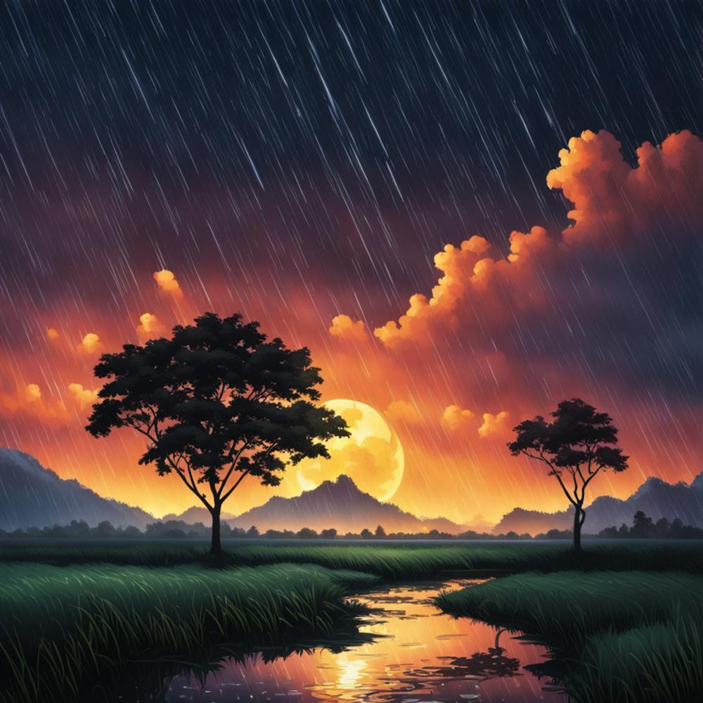 Sunset Over A River