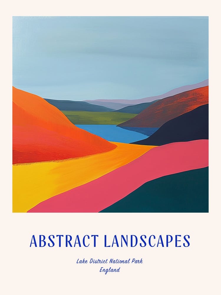 Colourful Abstract Lake District National Park England 1 Poster Blue