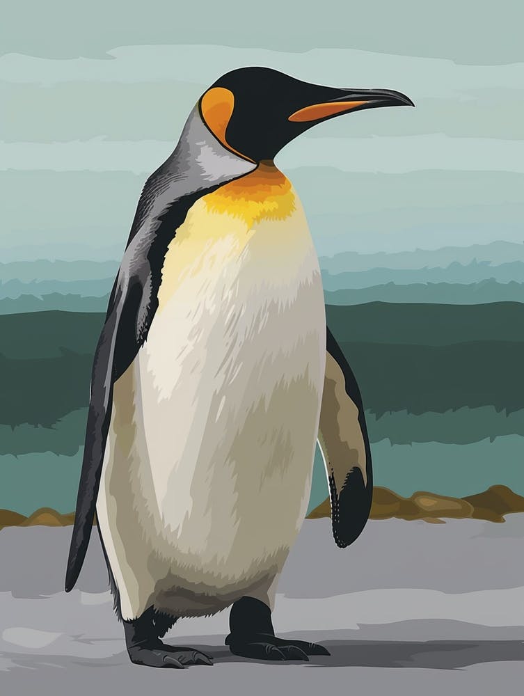 Emperor Penguin Oamaru Blue Penguin Colony Minimalist Illustration 2