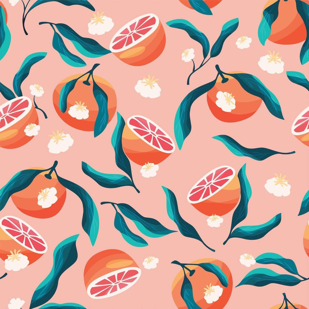 Orange Pattern On Pink With Florals Square