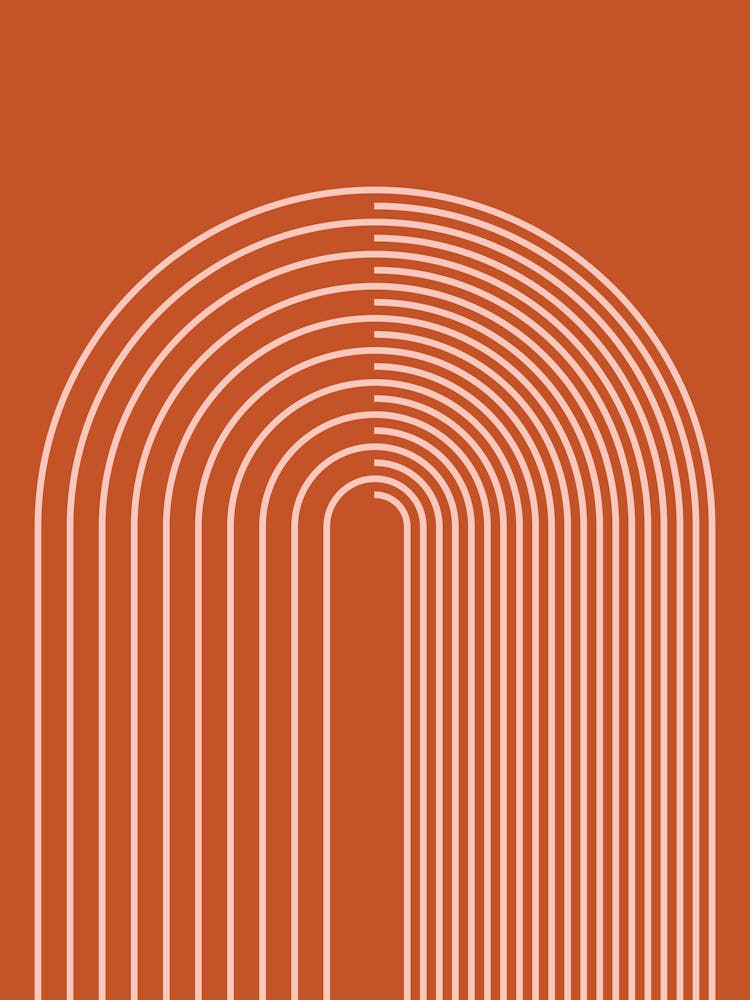 Abstract Geometric Lines 14 In Rust And Rose Gold (Rainbow Abstraction) 01