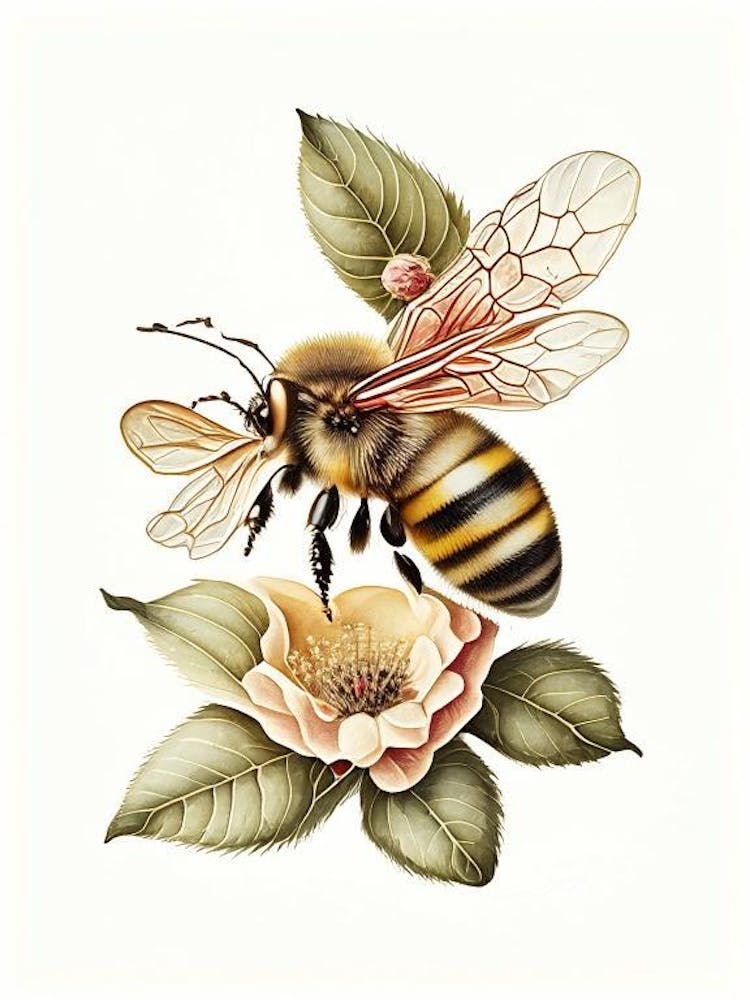 Honeybee And Flower 3 Vintage