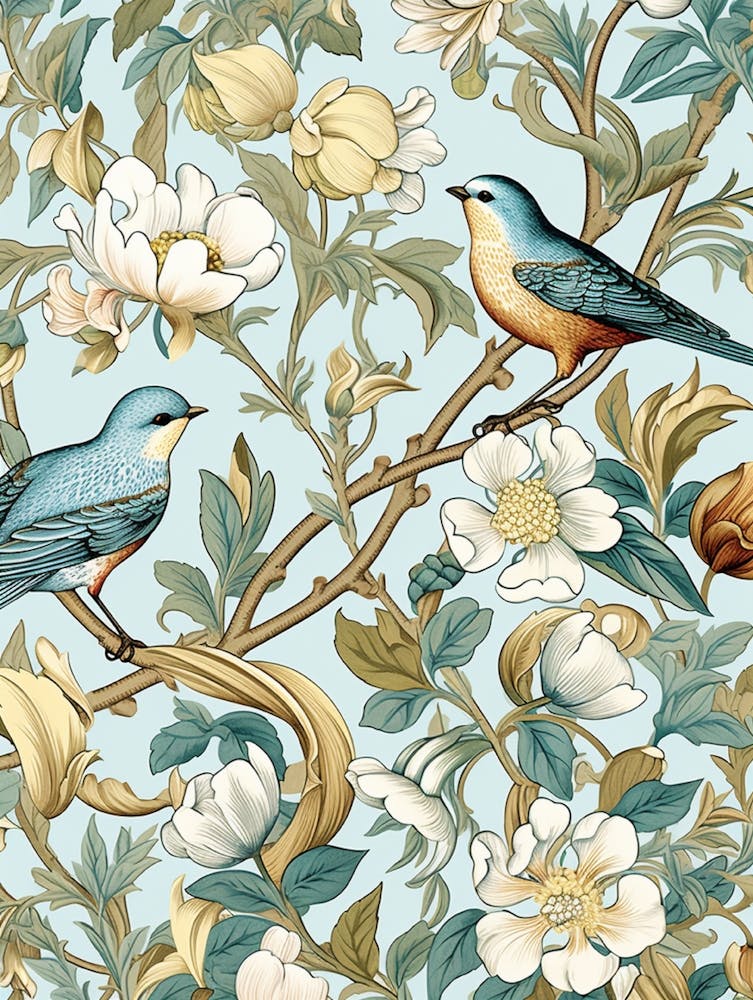 Wallpaper With Birds And Flowers 2