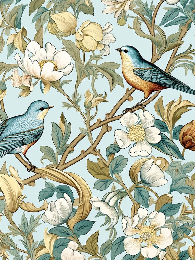 Wallpaper With Birds And Flowers 2