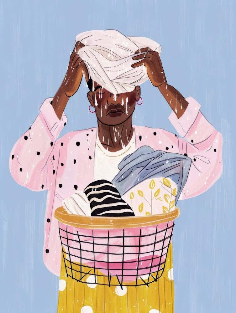 Woman Holding Laundry Basket