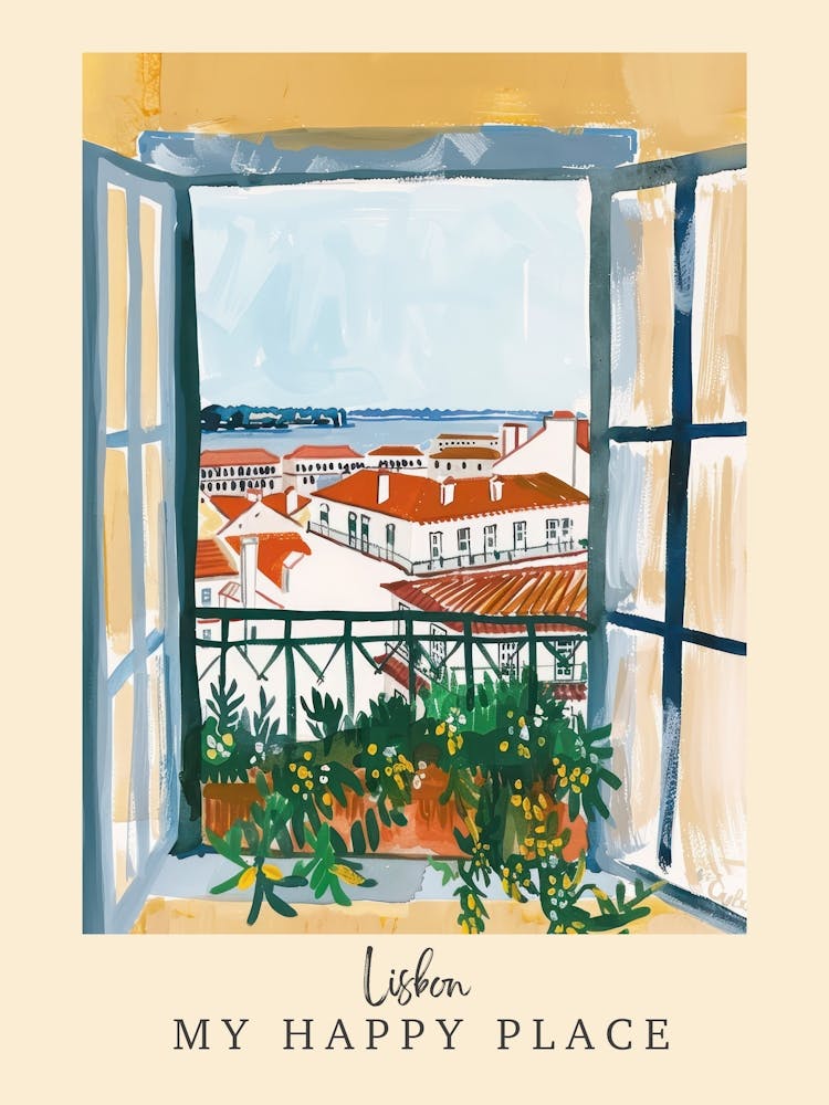 My Happy Place Lisbon 4 Travel Poster