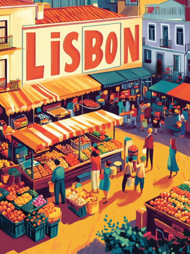 Aihrgdesign A 1970s Inspired Travel Poster For Lisbon 2