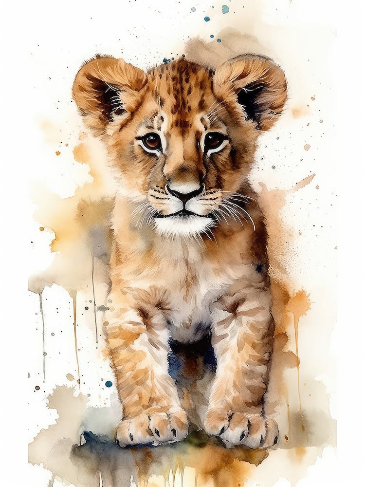 Lion Cub Watercolor