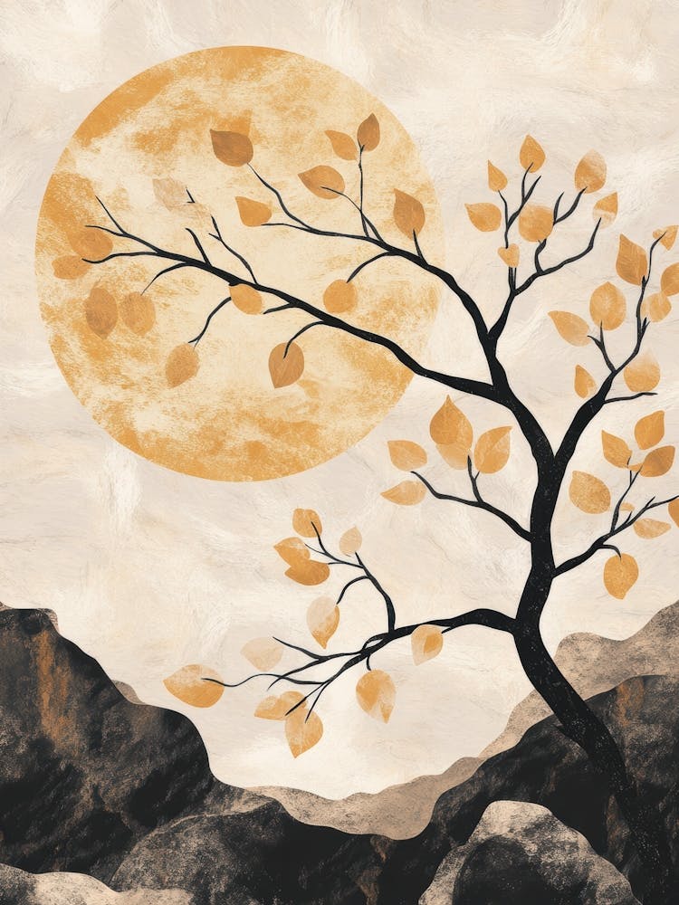 Moon And Tree Canvas Print 1